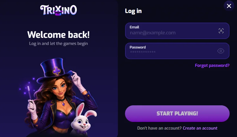 trixino casino login